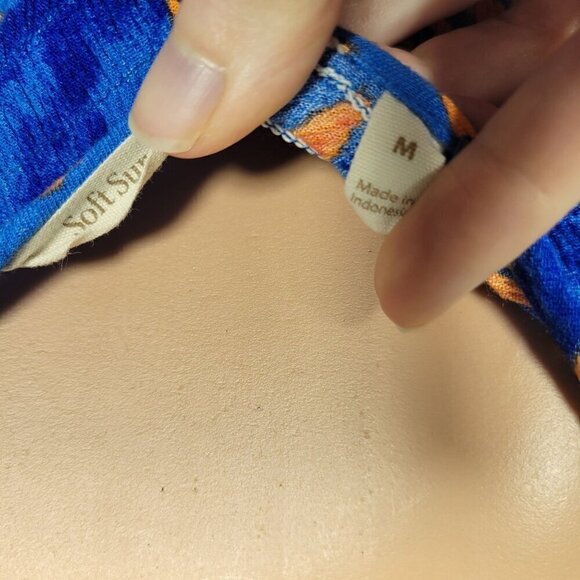 Soft Surroundings Women's Blue Maxi Length Tropical Print Dress Size M - Picture 10 of 10